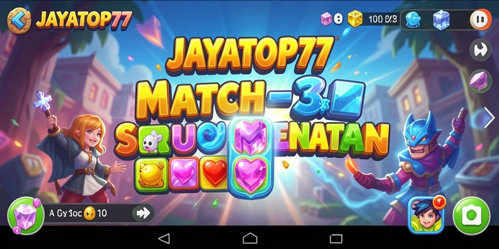 Screenshot gameplay JAYATOP77 menunjukkan tantangan seru Match-3.