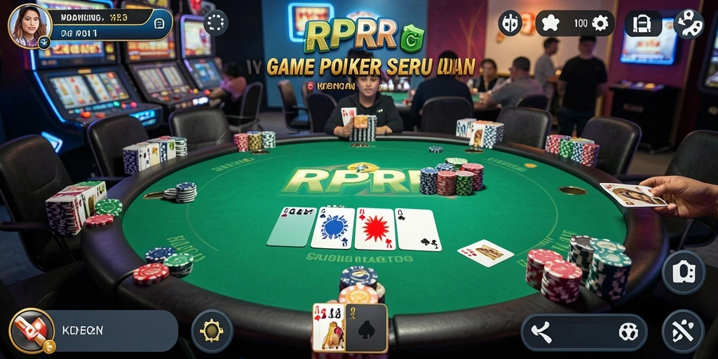 Tampilan gameplay RPRR yang menarik dengan suasana meja Poker.